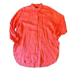 GAP Women’s Oversized Coral Linen Button Down Shirt | Size XL 801E